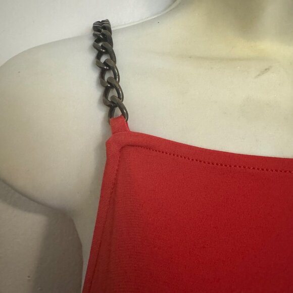 Michael Kors DRK Persimmon red Maxi dress sz XL halter chain-strap pull-on new - Picture 7 of 10